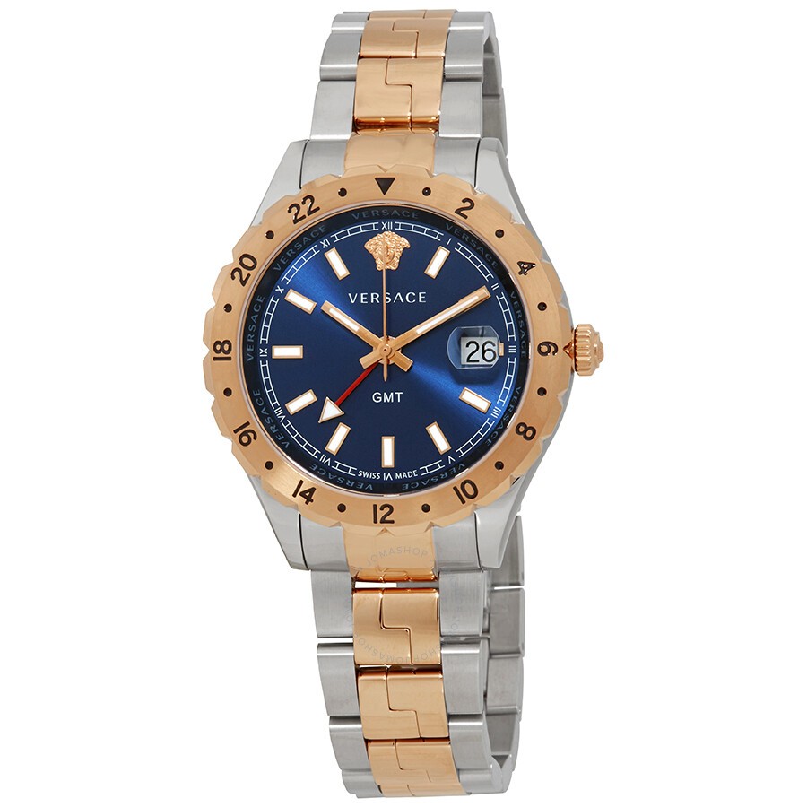  Shop Authentic Versace Hellenyium GMT Blue Dial Two Tone Steel Strap Watch for Men - V11060017 - Luxxuri