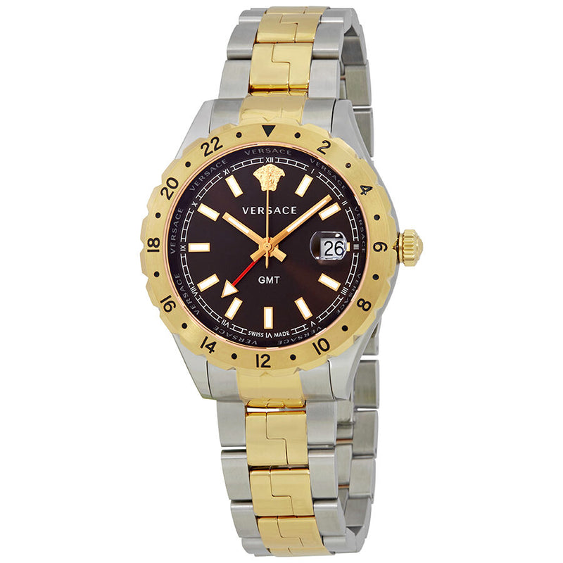 Versace Hellenyium Quartz Brown Dial Two Tone Steel Strap Watch For Men - V11040015 