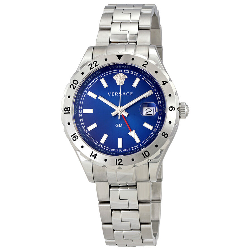  Shop Authentic Versace Hellenyium GMT Blue Dial Silver Steel Strap Watch for Men - V11010015 - Luxxuri