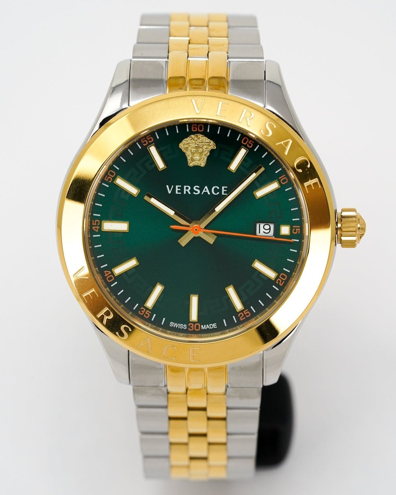  Shop Authentic Versace Hellenium Green Dial Two Tone Steel Strap Watch for Men - VEVK00620 - Luxxuri