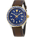  Shop Authentic Versace Hellenyium GMT Blue Dial Brown Leather Strap Watch for Men - V11080017 - Luxxuri