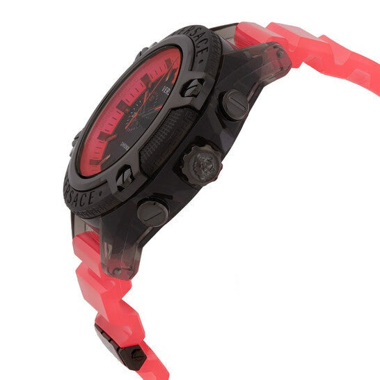  Shop Authentic Versace Icon Active Chronograph Quartz Black Dial Pink Rubber Strap Watch For Men - VEZ700221 - Luxxuri