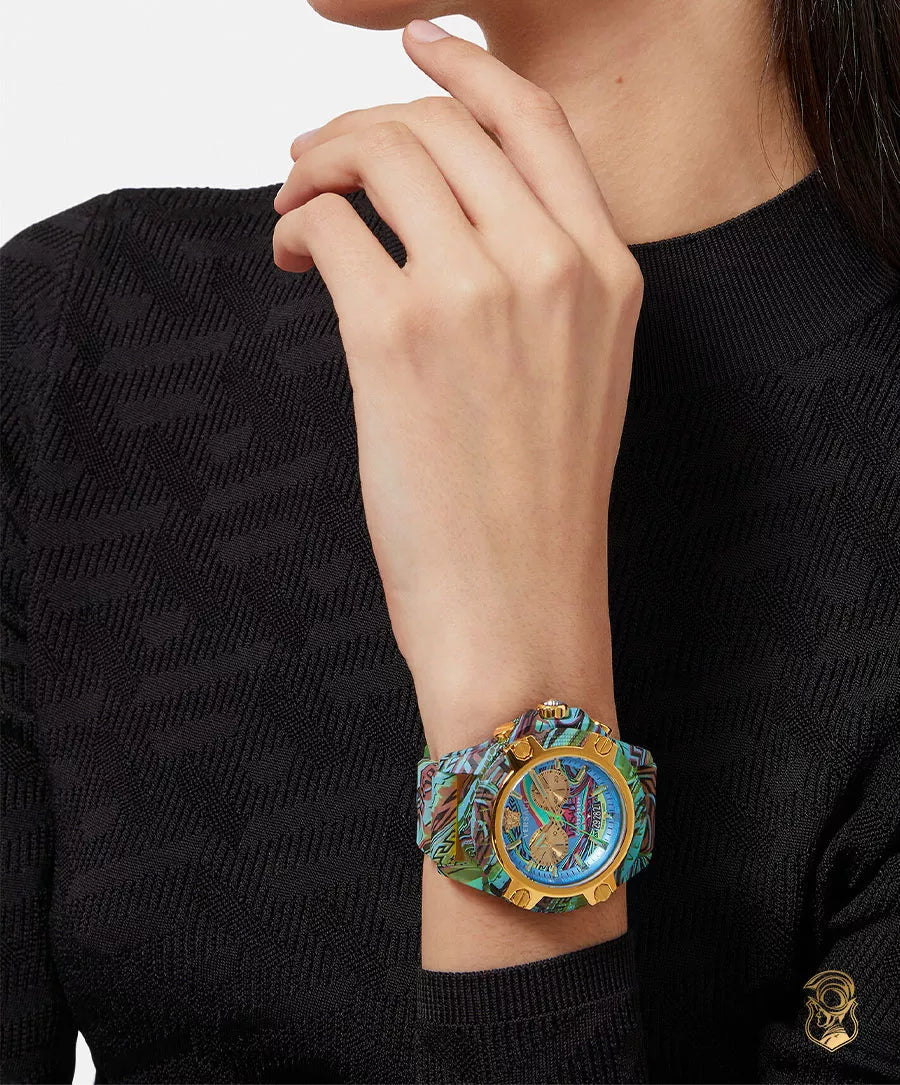  Shop Authentic Versace Icon Active Chronograph Blue Dial Green Rubber Strap Watch For Men - VEZ701322 - Luxxuri