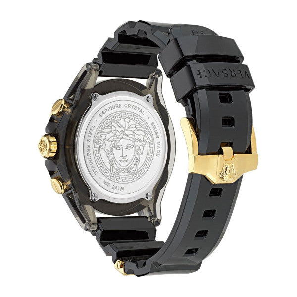  Shop Authentic Versace Icon Active Chrono Gold Dial Black Silicone Strap Unisex Watch - VEZ701623 - Luxxuri