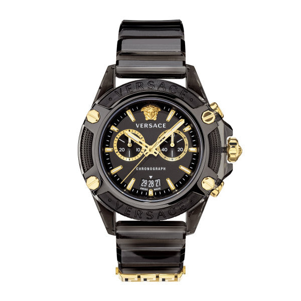  Shop Authentic Versace Icon Active Chronograph Black Dial Black Steel Strap Watch for Men - VEZ700421 - Luxxuri