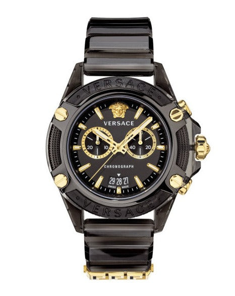  Shop Authentic Versace Icon Active Chronograph Black Dial Black Steel Strap Watch for Men - VEZ700421 - Luxxuri