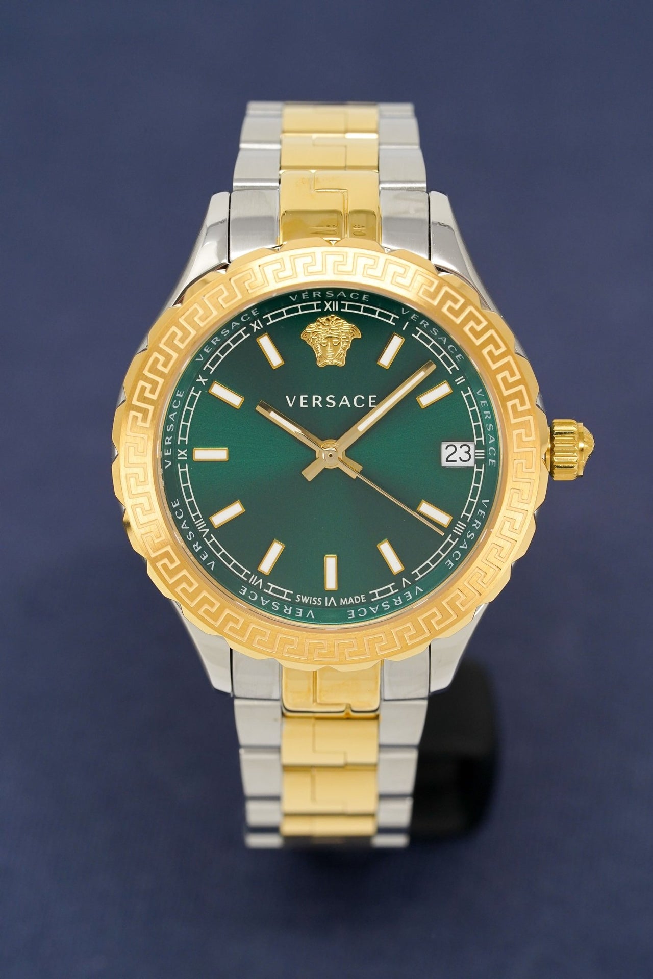  Shop Authentic Versace Hellenyium Green Dial Two Tone Steel Strap Watch for Women - V12050015 - Luxxuri