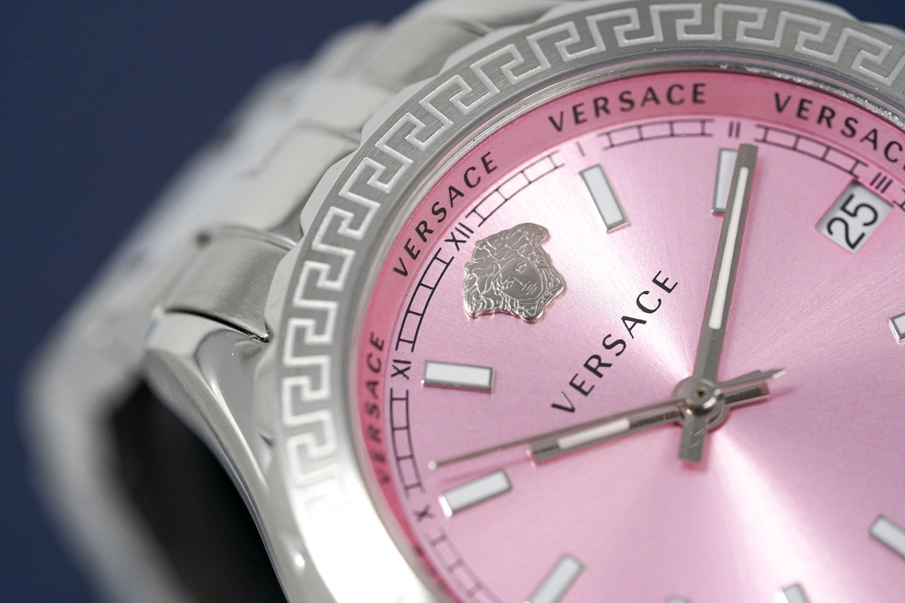 Shop Authentic Versace Hellenyium Pink Dial Silver Steel Strap Watch for Women - V12010015 - Luxxuri