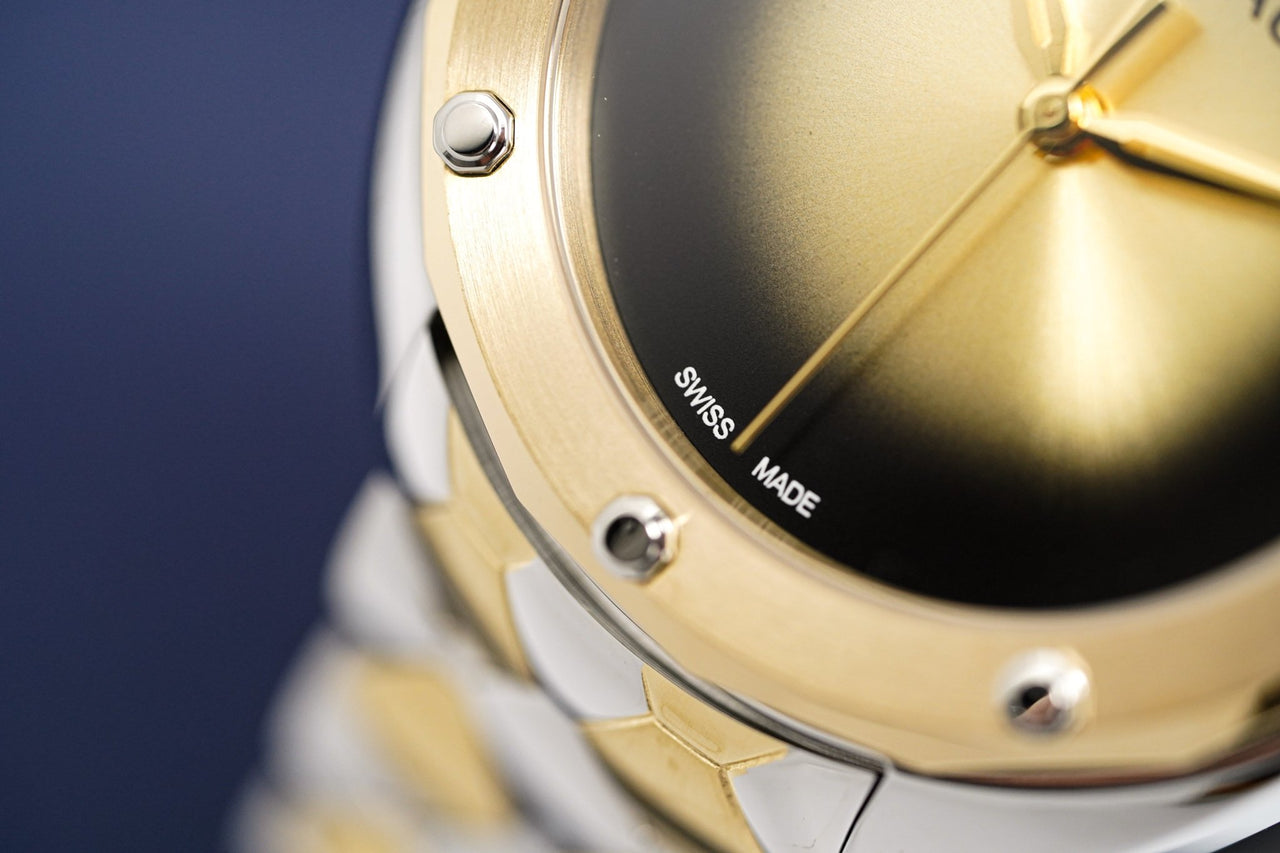  Shop Authentic Versace Shadov Quartz Gold Dial Two Tone Steel Strap Watch for Women - VEBM00518 - Luxxuri