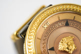 Shop Authentic Versace V Metal Icon Gold Dial Brown Strap Watch for Women - VLC130016 - Luxxuri