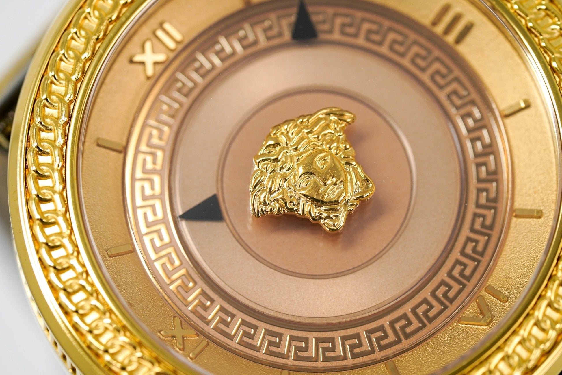  Shop Authentic Versace V Metal Icon Gold Dial Brown Strap Watch for Women - VLC130016 - Luxxuri