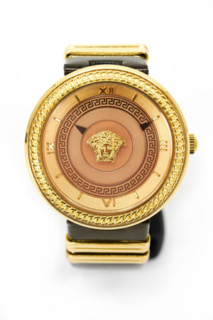  Shop Authentic Versace V Metal Icon Gold Dial Brown Strap Watch for Women - VLC130016 - Luxxuri