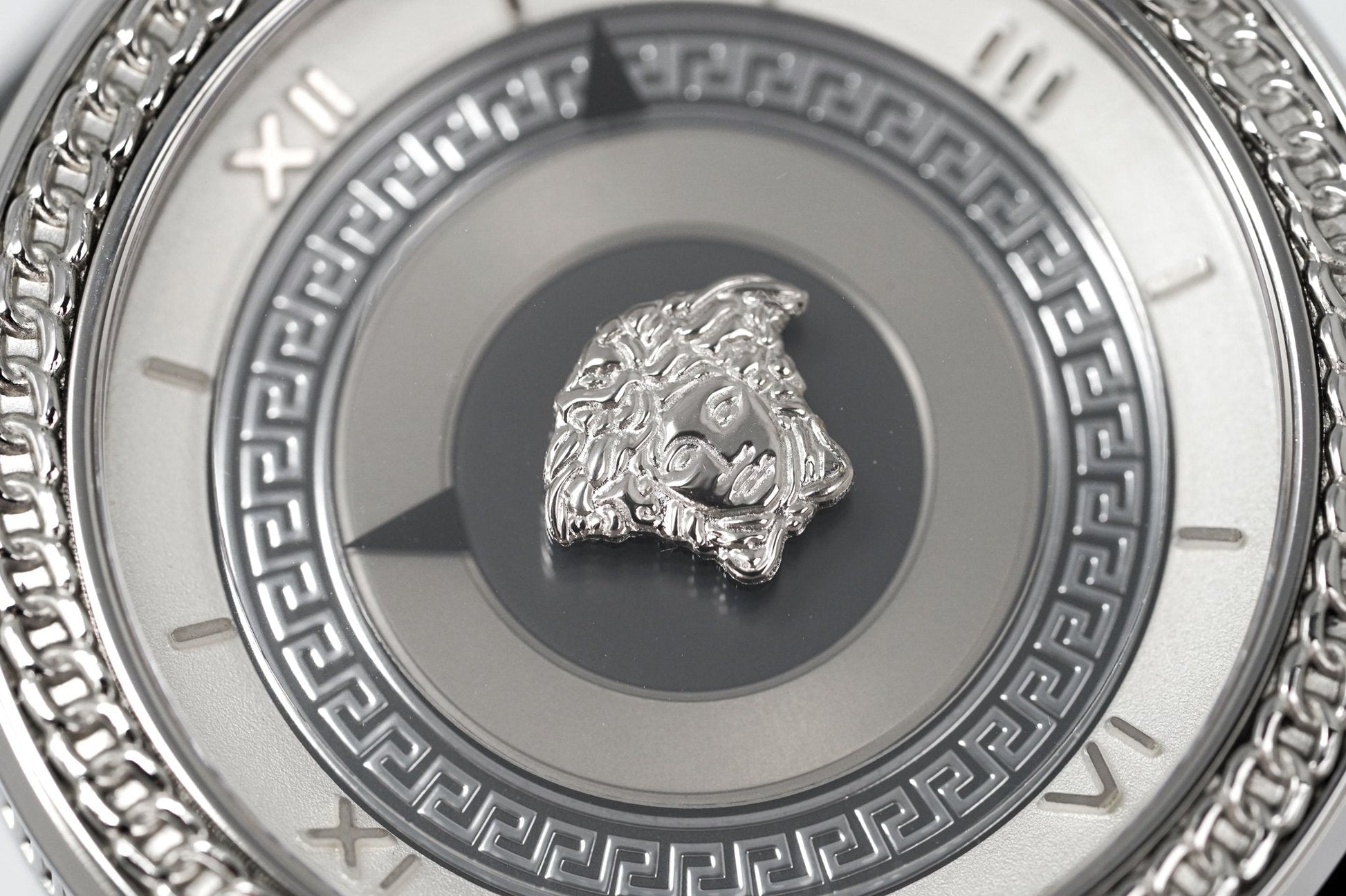  Shop Authentic Versace V Metal Icon Silver Dial Black & Silver Strap Watch for Women - VLC010014 - Luxxuri