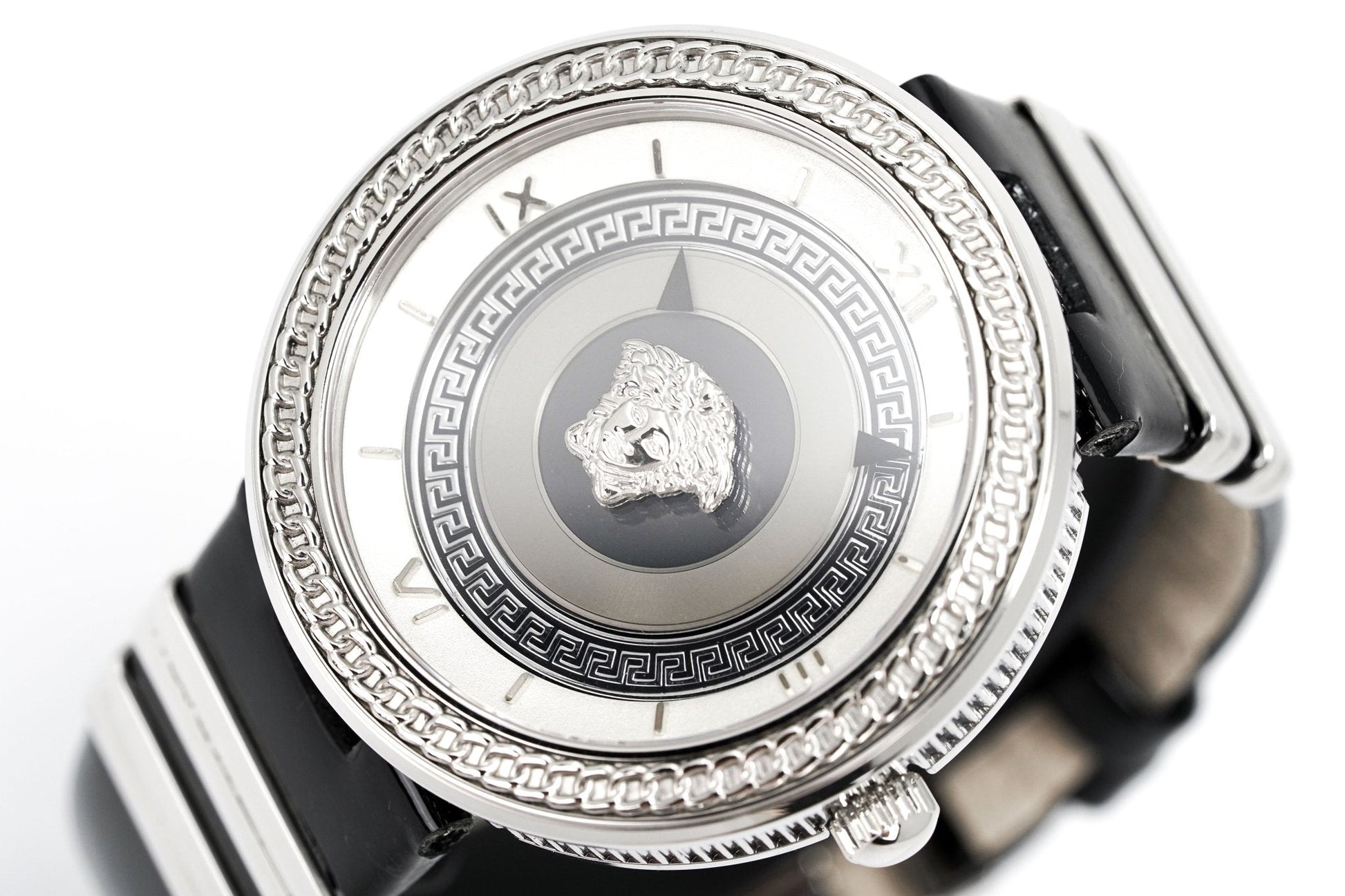 Shop Authentic Versace V Metal Icon Silver Dial Black & Silver Strap Watch for Women - VLC010014 - Luxxuri