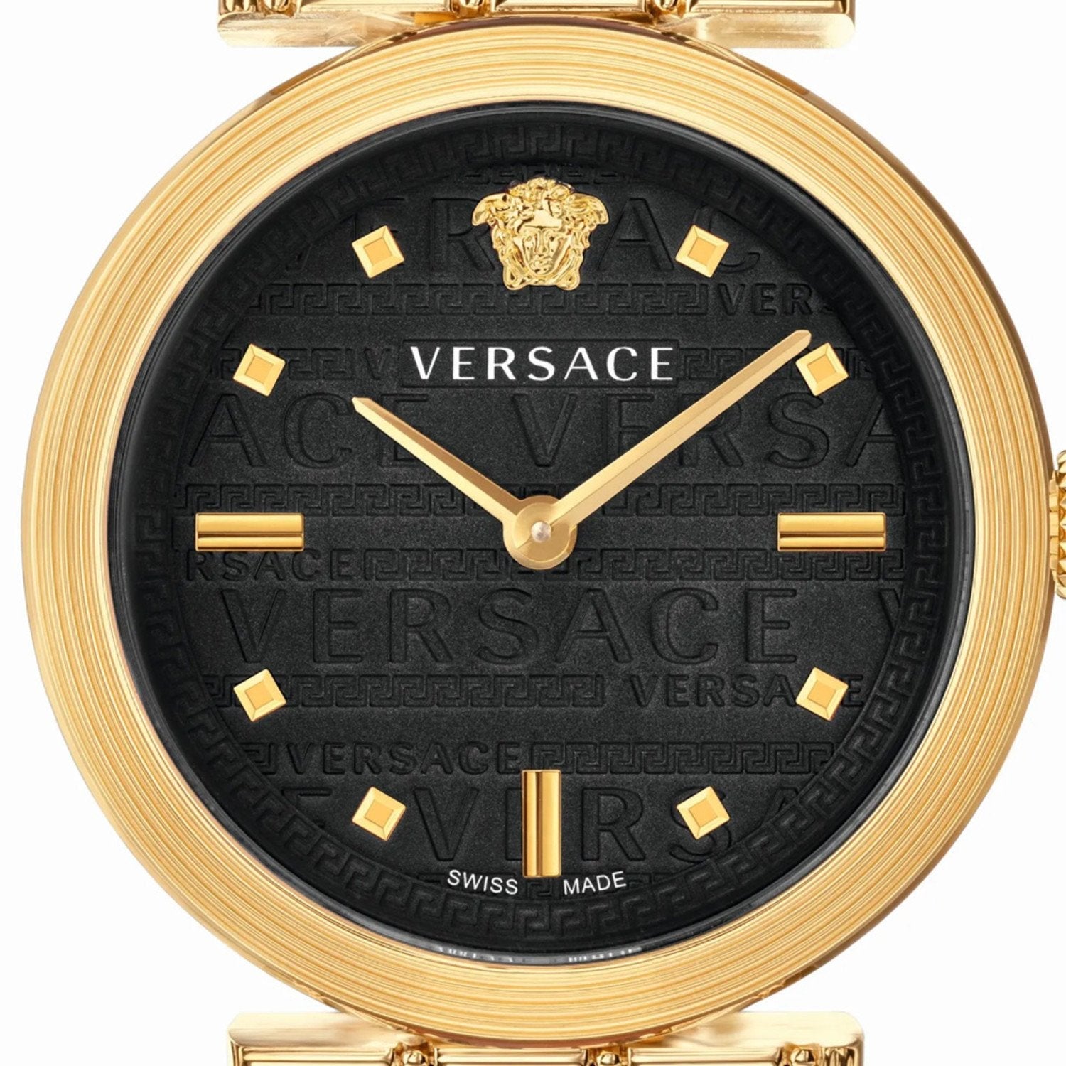  Shop Authentic Versace Greca Meander Black Dial Black Leather Strap Watch for Women - VELW00420 - Luxxuri