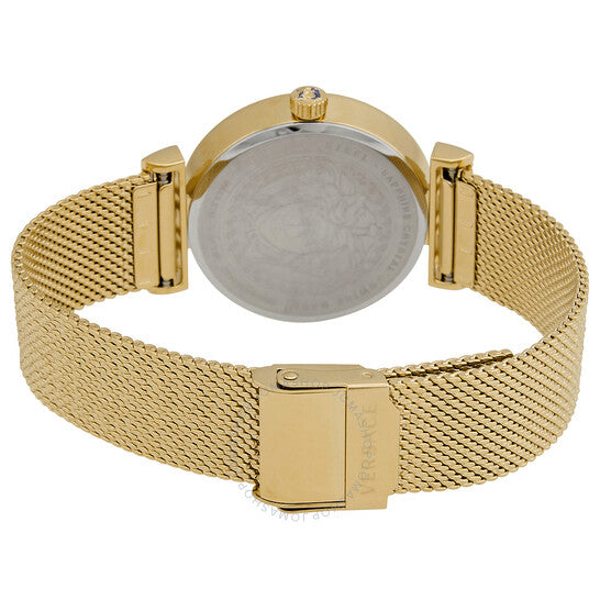  Shop Authentic Versace Meander Black Dial Gold Mesh Bracelet Watch for Women - VELW00720 - Luxxuri