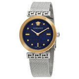  Shop Authentic Versace Meander Blue Dial Silver Mesh Bracelet Watch for Women - VELW00520 - Luxxuri