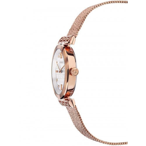  Shop Authentic Versace Meander White Dial Rose Gold Mesh Bracelet Watch for Women - VELW00620 - Luxxuri