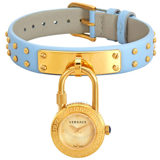  Shop Authentic Versace Medusa Lock Icon Quartz White Dial Blue Leather Strap Watch for Women - VEDW00419 - Luxxuri