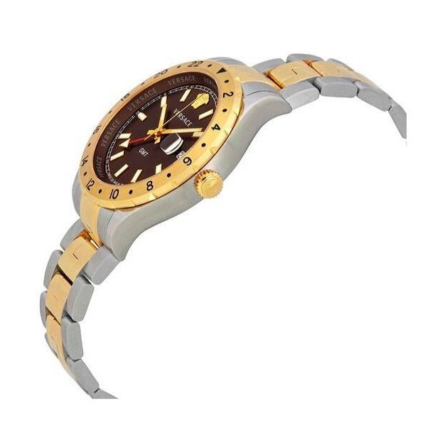  Shop Authentic Versace Hellenyium GMT Black Dial Two Tone Steel Strap Watch for Men - V11040015 - Luxxuri