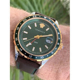  Shop Authentic Versace Hellenyium Green Dial Brown Leather Strap Watch for Men - V11090017 - Luxxuri