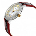  Shop Authentic Versace V Circle Silver Dial Two Tone Leather Strap Watch for Men - VEBQ01319 - Luxxuri
