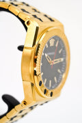 Versace Chain Reaction Quartz Black Dial Two Tone Steel Strap Watch for Men - VEDY00619