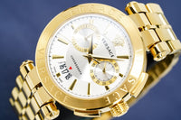  Shop Authentic Versace V Racer Chronograph White Dial Gold Steel Strap Watch for Men - VBR060017 - Luxxuri