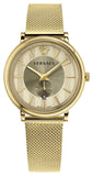  Shop Authentic Versace V Circle Quartz Gold Dial Gold Mesh Bracelet Watch For Men - VBQ070017 - Luxxuri