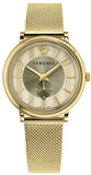  Shop Authentic Versace V Circle Quartz Gold Dial Gold Mesh Bracelet Watch For Men - VBP07017 - Luxxuri