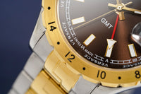  Shop Authentic Versace Hellenyium GMT Black Dial Two Tone Steel Strap Watch for Men - V11040015 - Luxxuri