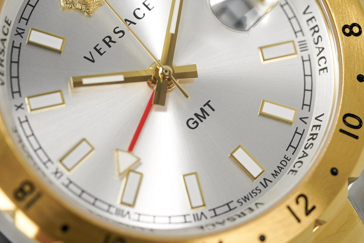  Shop Authentic Versace Hellenyium GMT Silver Dial Two Tone Steel Strap Watch for Men - V11030015 - Luxxuri
