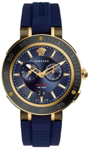  Shop Authentic Versace V Extreme Chronograph Blue & Gold Tone Dial Blue Rubber Strap Watch for Men - VCN010017 - Luxxuri