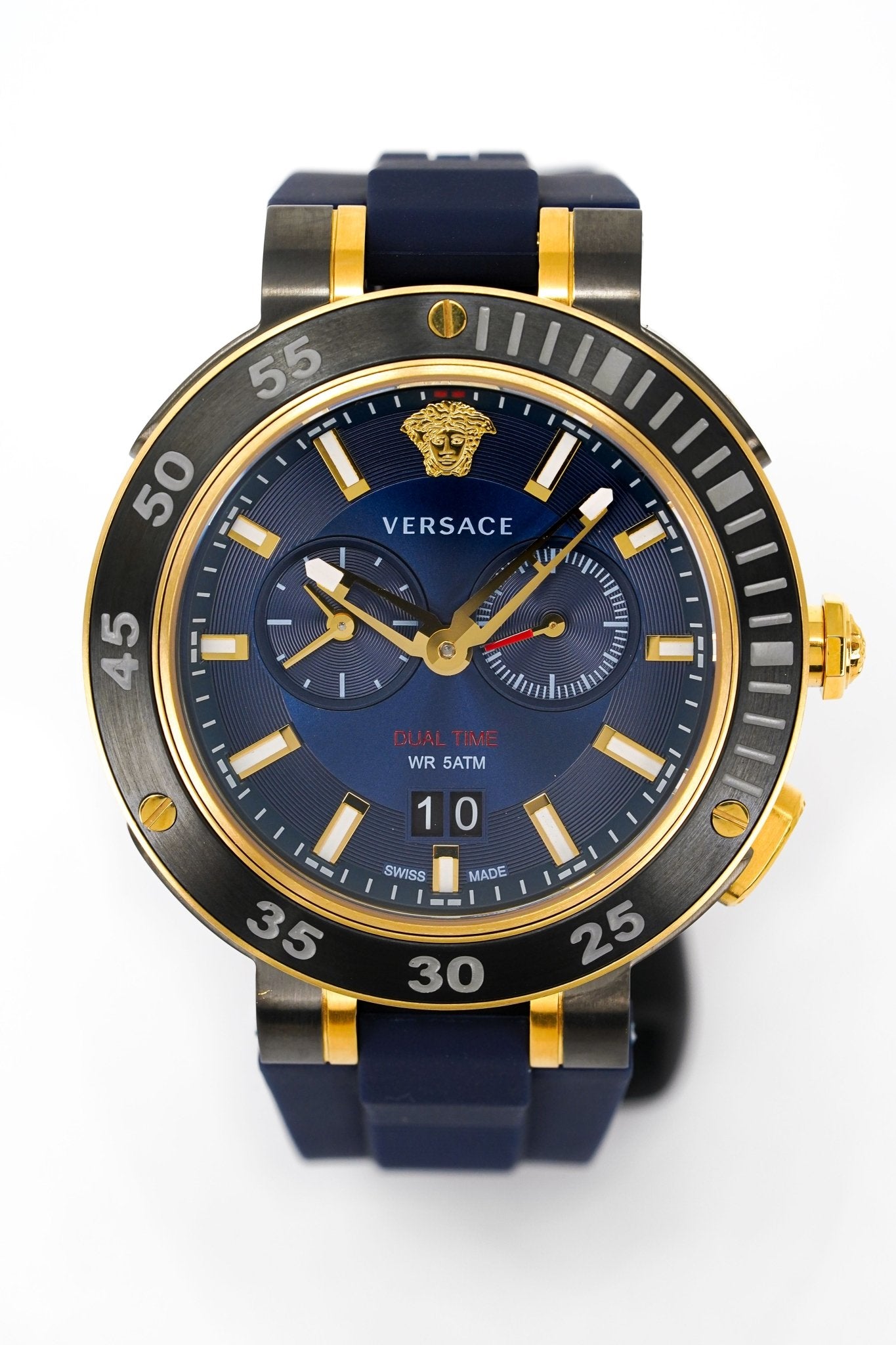  Shop Authentic Versace V Extreme Chronograph Blue & Gold Tone Dial Blue Rubber Strap Watch for Men - VCN010017 - Luxxuri