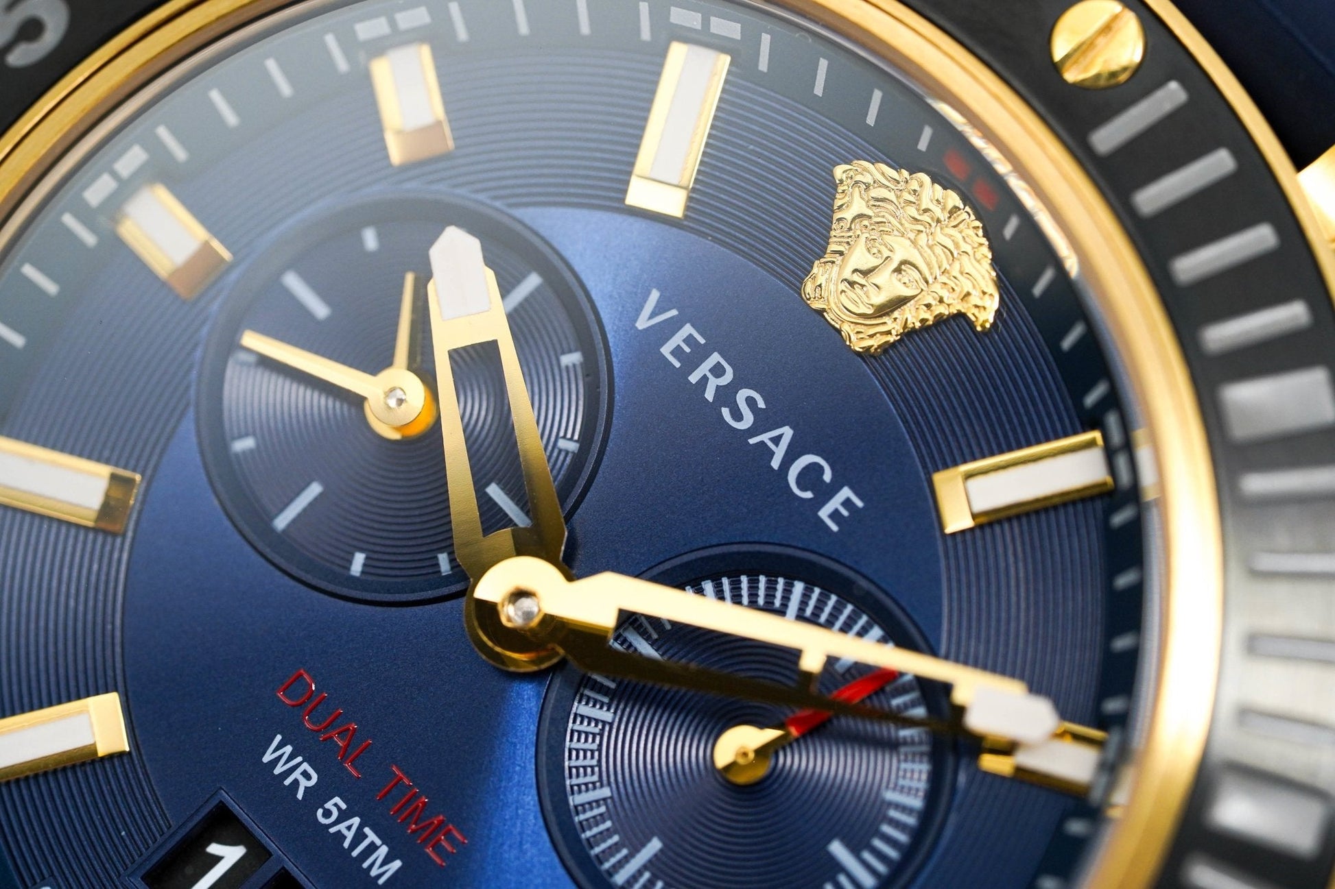  Shop Authentic Versace V Extreme Chronograph Blue & Gold Tone Dial Blue Rubber Strap Watch for Men - VCN010017 - Luxxuri