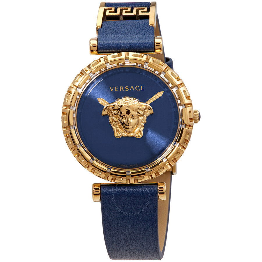  Shop Authentic Versace Palazzo Empire Greca Quartz Blue Dial Blue Leather Strap Watch for Women - VEDV00219 - Luxxuri