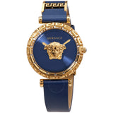  Shop Authentic Versace Palazzo Empire Greca Quartz Blue Dial Blue Leather Strap Watch for Women - VEDV00219 - Luxxuri