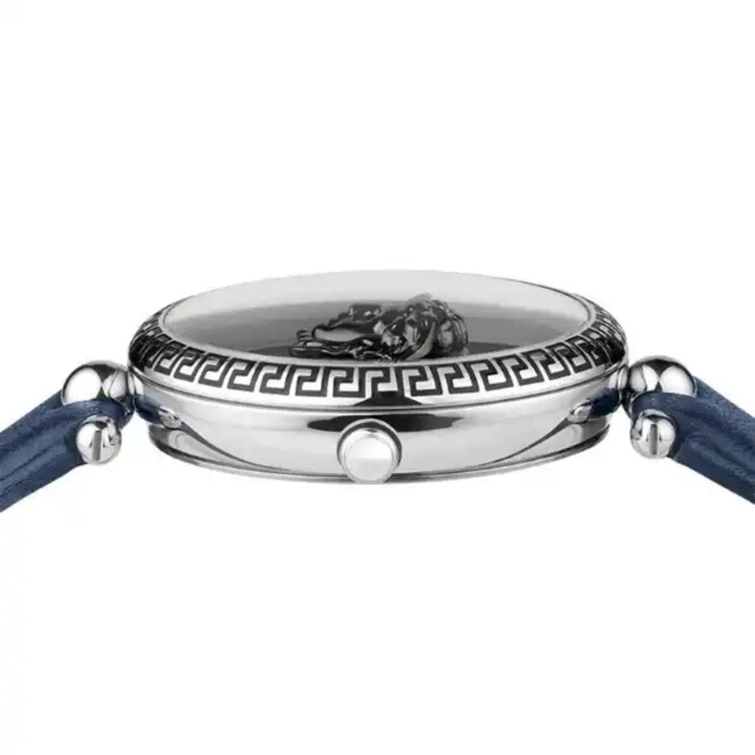 Versace Palazzo Empire Black Dial Blue Leather Strap Watch for Women - VCO080017