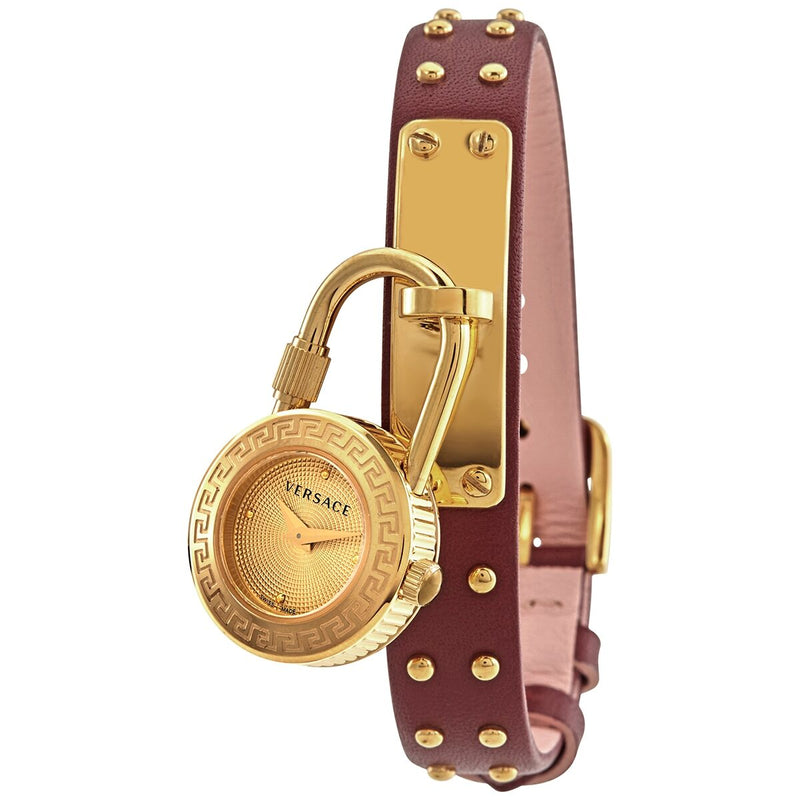  Shop Authentic Versace Medusa Lock Icon Gold Dial Red Leather Strap Watch for Women - VEDW00319 - Luxxuri
