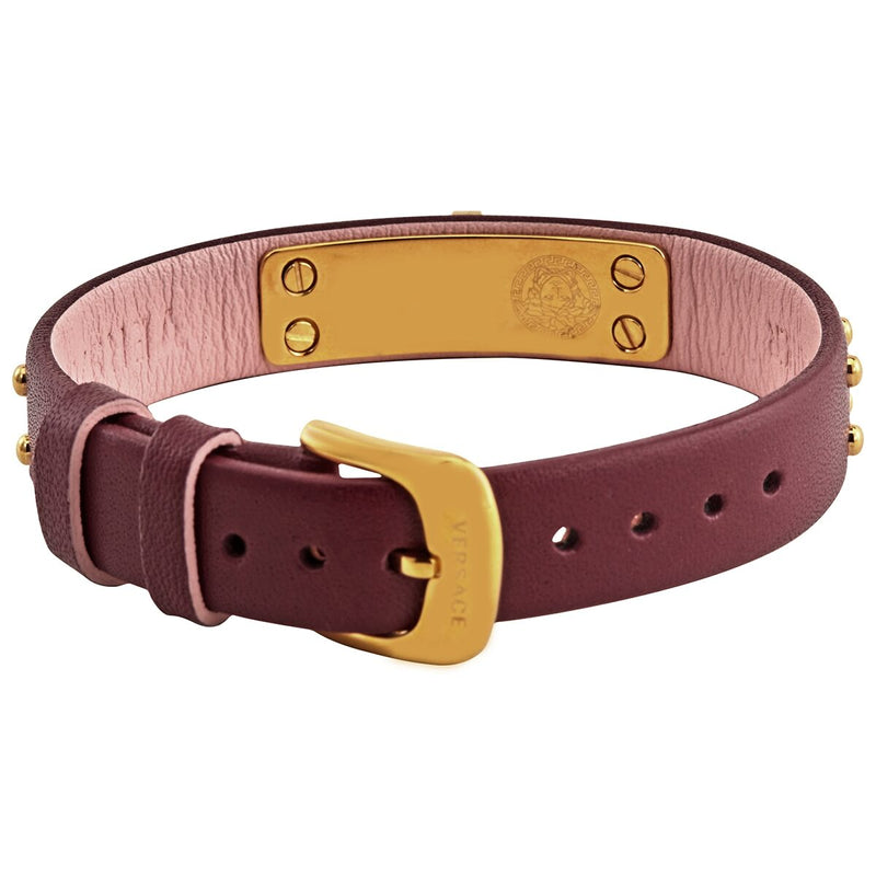 Versace Medusa Lock Icon Gold Dial Red Leather Strap Watch for Women - VEDW00319