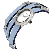  Shop Authentic Versace V Flare Silver Dial Blue Leather Strap Watch for Women - VEBN00118 - Luxxuri