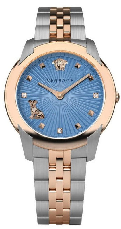  Shop Authentic Versace Audrey Quartz Blue Dial Two Tone Steel Strap Watch for Women - VELR00619 - Luxxuri