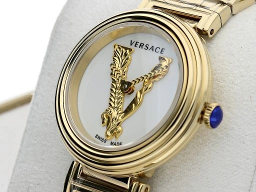  Shop Authentic Versace Mini Virtus Quartz White Dial Gold Steel Strap Watch For Men - VET300221 - Luxxuri