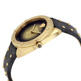  Shop Authentic Versace Shadov Quartz Gold Dial Black Leather Strap Watch for Women - VEBM01118 - Luxxuri