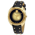  Shop Authentic Versace Shadov Quartz Gold Dial Black Leather Strap Watch for Women - VEBM00318 - Luxxuri