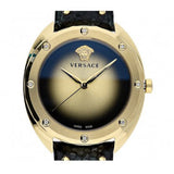  Shop Authentic Versace Shadov Gold Dial Green Leather Strap Watch For Women - VEBM01018 - Luxxuri