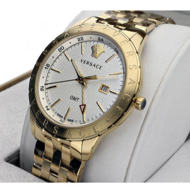  Shop Authentic Versace Univers Quartz White Dial Gold Steel Strap Watch for Men - VEBK00518 - Luxxuri