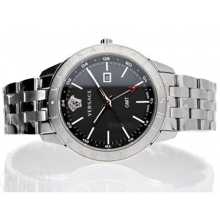  Shop Authentic Versace Univers Analog Black Dial Silver Steel Strap Watch for Men - VEBK00418 - Luxxuri