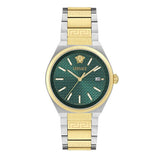  Shop Authentic Versace V-Auria Quartz Green Dial Two Tone Steel Strap Watch for Men - VE0F00425 - Luxxuri