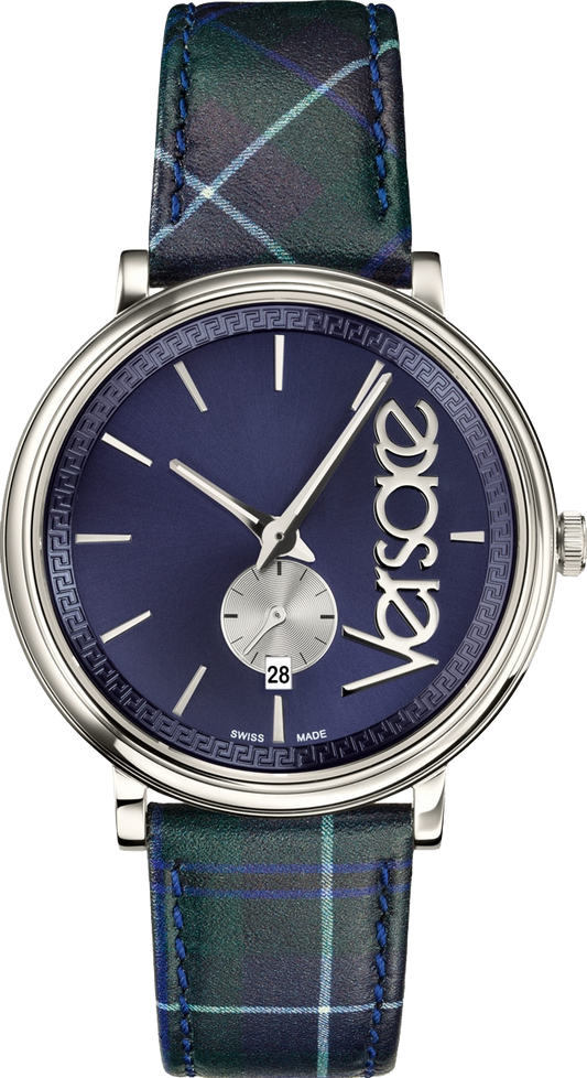  Shop Authentic Versace V-Circle The Clans Edition Blue Dial Blue & Green Leather Strap Watch for Women  - VEBQ00118 - Luxxuri